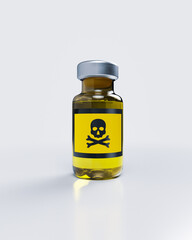 Bottle with poison on white background. 3d render illustration