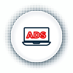 Line Advertising icon isolated on white background. Concept of marketing and promotion process. Responsive ads. Social media advertising. Colorful outline concept. Vector