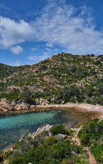 Naklejka na ściany i meble Cala Brigantina beach, little cove in Caprera island, Sardinia
