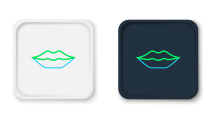 Obraz premium Line Smiling lips icon isolated on white background. Smile symbol. Colorful outline concept. Vector