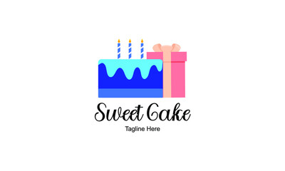 Fototapeta na wymiar Birthday cake dessert, cake logo design