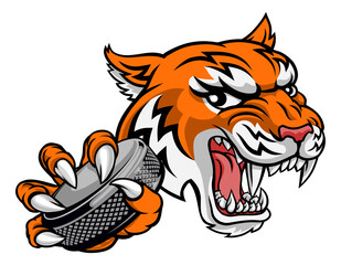 Tiger Ice Hockey Player Animal Sports Mascot