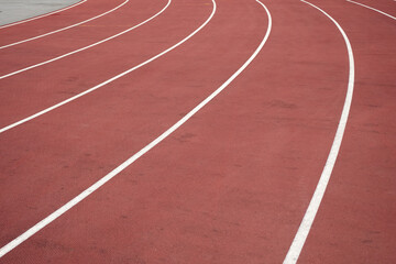 Fototapeta premium Running track at the stadium close up
