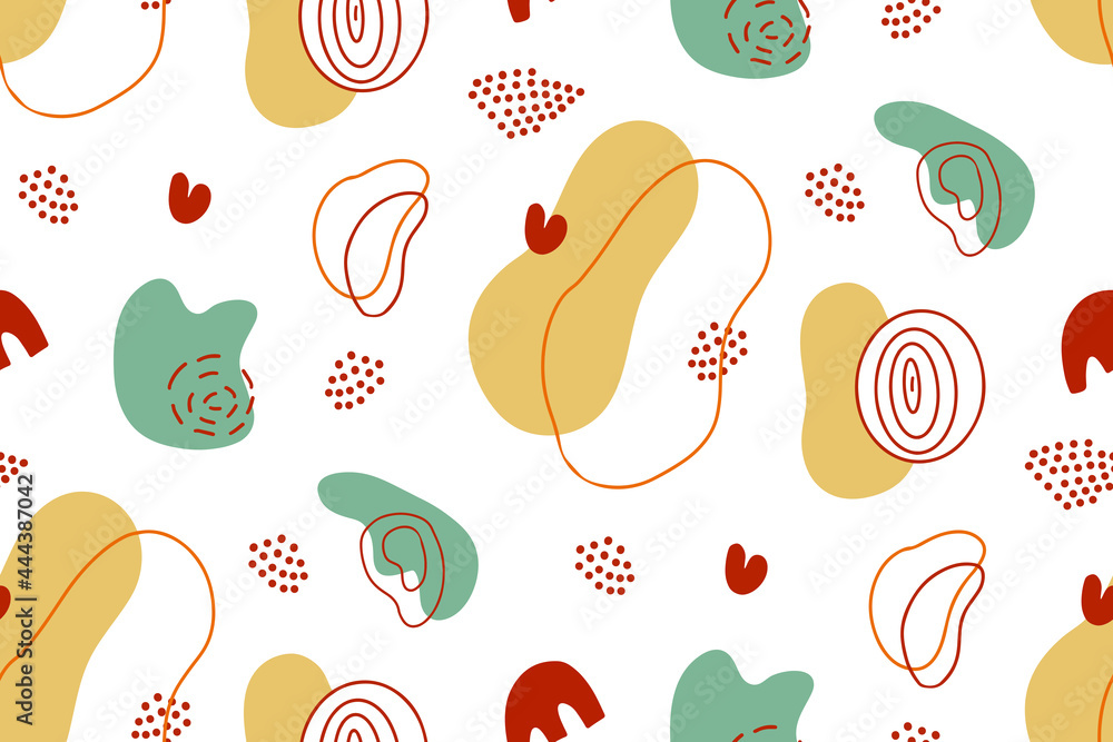 Poster seamless pattern vector background with various organic shapes and abstract design elements. random 