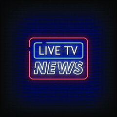 Live TV News Neon Signs Style Vector