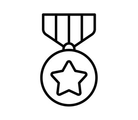 medal reward single isolated icon with outline style