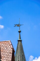 Turret with Weather Vane and Roofs