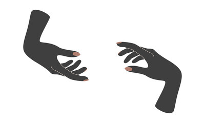 Alchemy esoteric magic celestial talisman with witchcraft hands sacred geometry. Spiritual occultism object. Vector illustration