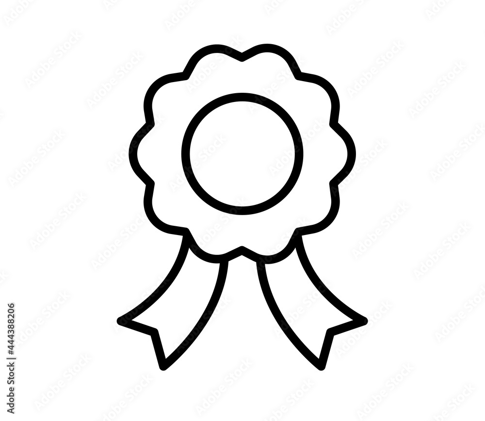 Poster ribbon badge prize single isolated icon with outline style