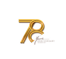 78th anniversary logo golden colored with linked number isolated on white background, vector design for greeting card and invitation card.