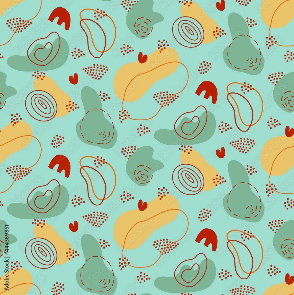 Poster seamless pattern vector background with various organic shapes and abstract design elements. random 
