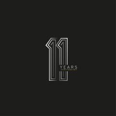Obraz premium 11th years anniversary celebration logotype with linked number black and white. Simple and modern design, vector design for anniversary celebration.