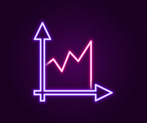Glowing neon line Graph, schedule, chart, diagram, infographic, pie graph icon isolated on black background. Colorful outline concept. Vector