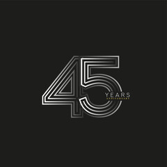 45th years anniversary celebration logotype with linked number black and white. Simple and modern design, vector design for anniversary celebration.