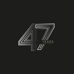 47th years anniversary celebration logotype with linked number black and white. Simple and modern design, vector design for anniversary celebration.