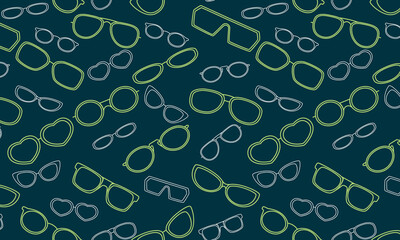 Vector colorful glasses frames accessories seamless pattern. Great for eyewear themed fabric, wallpaper, packaging.


