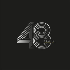 48th years anniversary celebration logotype with linked number black and white. Simple and modern design, vector design for anniversary celebration.