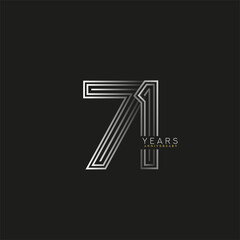 71st years anniversary celebration logotype with linked number black and white. Simple and modern design, vector design for anniversary celebration.