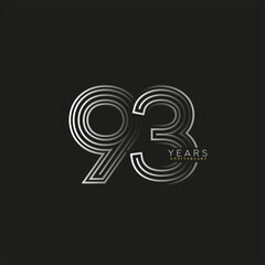 93rd years anniversary celebration logotype with linked number black and white. Simple and modern design, vector design for anniversary celebration.