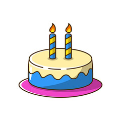 Birthday cake vector illustration with cartoon style isolated on white background
