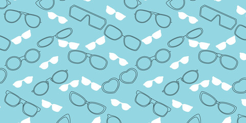 Vector colorful glasses accessories stripes seamless pattern. Great for eyewear themed fabric, wallpaper, packaging.