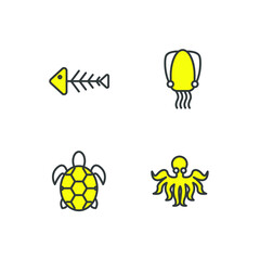 seafood set icon, seafood office set sign icon, vector illustration