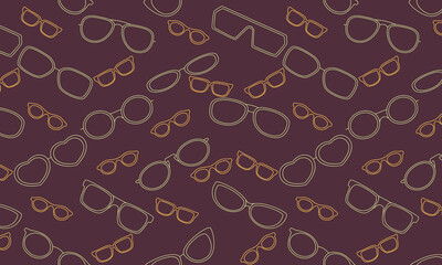 Colorful glasses seamless pattern background.  Great for eyewear themed fabric, wallpaper, packaging.

