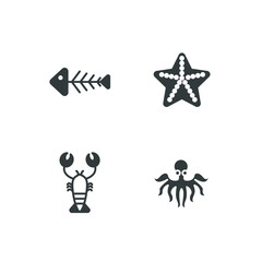 seafood set icon, seafood office set sign icon, vector illustration