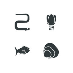 seafood set icon, seafood office set sign icon, vector illustration