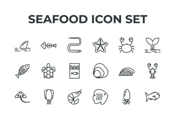 seafood set icon, seafood office set sign icon, vector illustration