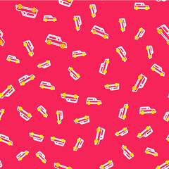 Line Hearse car icon isolated seamless pattern on red background. Vector