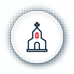 Line Church building icon isolated on white background. Christian Church. Religion of church. Colorful outline concept. Vector