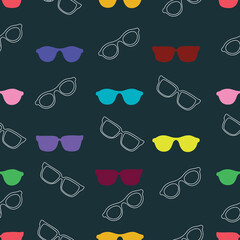 Vector colorful glasses with frame accessories stripes seamless pattern. Great for eyewear themed fabric, wallpaper, packaging.


