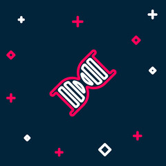 Line DNA symbol icon isolated on blue background. Colorful outline concept. Vector