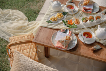 Picnic outdoors in the garden