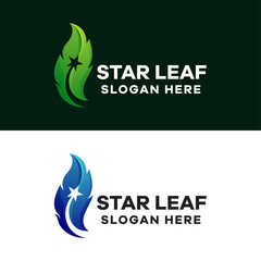 Star Leaf Gradient Logo Template