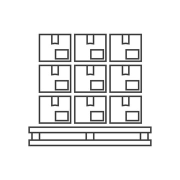 Icono con cajas de cart&oacute;n en pal&eacute; de madera con lineas de color gris