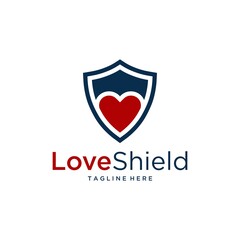 Colorful Love Shield logo design template