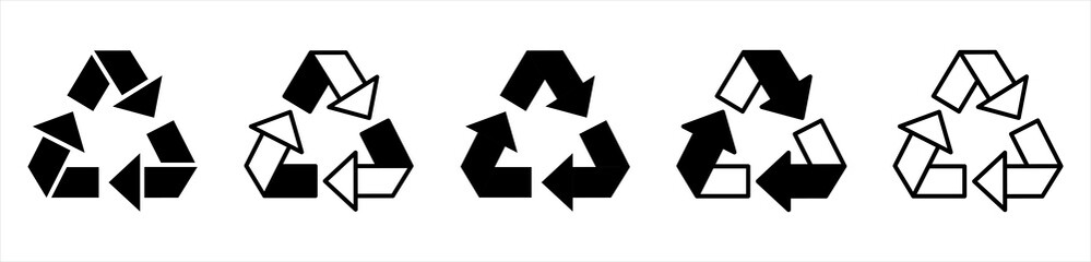 Recycle icon collection. Set recycle signs. Recycle recycling symbol. Vector Illustration.