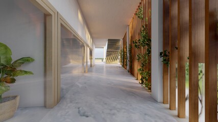 Architecture interior background empty space room with the design elements 3d render