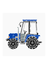 Editable Isolated Side View Brush Strokes Style Farm Tractor Vector Illustration for Artwork Element of Vehicle or Agriculture Related Design