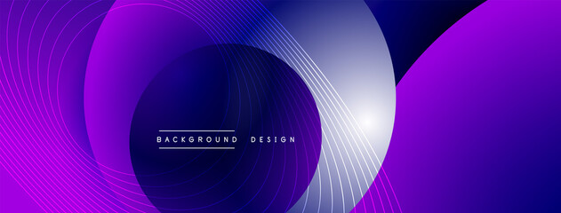 Gradient circles with shadows. Vector techno abstract background. Modern overlapping forms wallpaper background, design template