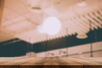 3D rendering, wooden top table on isolate blurred background