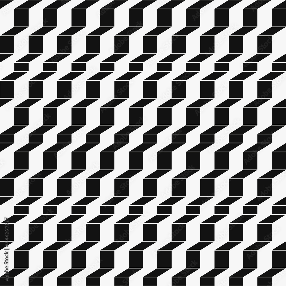 Poster 3D black steps. Vector seamless pattern, with angular shapes.