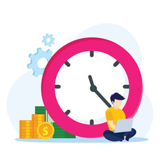 Time management. Business planning. Flat vector template Style Suitable for Web Landing Page, Background.