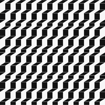 3D black steps. Vector seamless pattern, with angular shapes.
