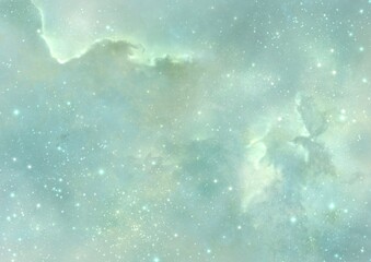 abstract pastel pale green galaxy nebula background