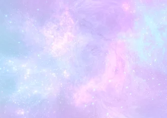 Foto op Plexiglas abstract pastel pale blue pink galaxy nebula background © sowaca