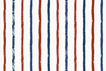 Tafelkleed Stripes seamless pattern, red and blue patriotic striped vector background, american watercolor brush strokes. USA colors grunge stripes © Good Goods