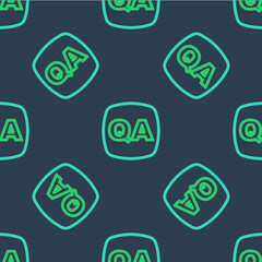 Line Speech bubbles with Question and Answer icon isolated seamless pattern on blue background. Q and A symbol. FAQ sign. Chat speech bubble and chart. Vector